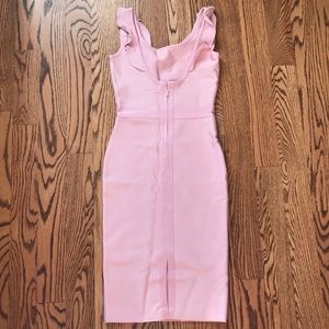 Baby pink bandage dress.